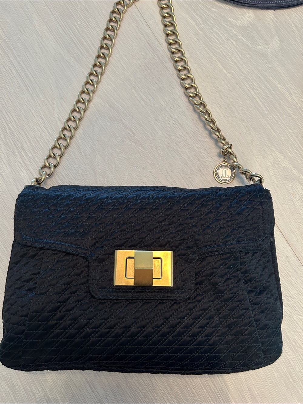 Lanvin Quilted Black Chain Shoulder Bag with Gold Hardware